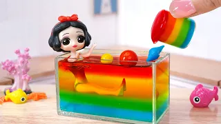 Rainbow Jelly Princess 🌈 Beautiful Miniature Swimming Pool Jello Decorating | Mini Cakes Making