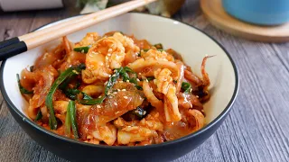 Super Easy Korean Spicy Seafood Stir Fry 韩式香炒海鲜 (Gochujang Squid & Prawns) Calamari & Shrimp Recipe