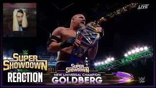 Goldberg Wins The Universal Championship at WWE Super Showdown Reaction