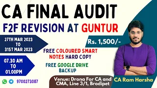 MAY 2023 | CA FINAL AUDIT | F2F CLASSES | GUNTUR | AUDIT MARATHON | READ DESCRIPTION FOR VENUE