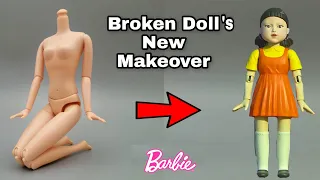 Squid Game Doll Dress Making😍 Squid Game Doll look Re-create On Barbie💄Doll 👗 Artistic Dolls #mask