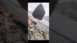 Rockfall at Spantik Basecamp