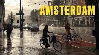 ⛈ Heavy Thunderstorm in Amsterdam 4K Walking Tour 2024