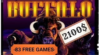 📽️83 FREE GAMES in BUFFALO SLOT GREAT WIN / BET 6$💲10CTS💲