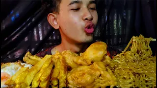 MUKBANG | Eating Fried Chicken, FIRE Noodles, French Fries, | ASMR MUKBANG