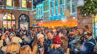 London Christmas Snow & Lights ✨ Covent Garden to Seven Dials Night Walk 2021 [4K HDR]