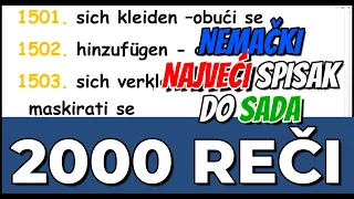 2000 NEMAČKIH REČI - SA RAZLIČITIH NIVOA  - NAJVEĆI SPISAK DO SADA - OTKRIVAM VAM MOJU RIZNICU REČI