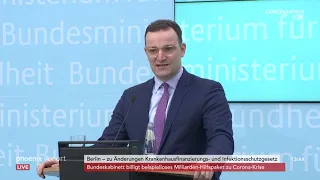 Pressekonferenz von Bundesgesundheitsminister Jens Spahn zu möglichen Gesetzesänderungen am 23.03.20