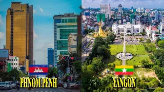 YANGON🇲🇲 & PHNOM PENH🇰🇭 View Capital of Cambodia and Myanmar Building Construction Skyscraper 2022