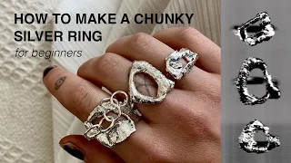 how to make a chunky silver ring | using silver scraps | for beginners