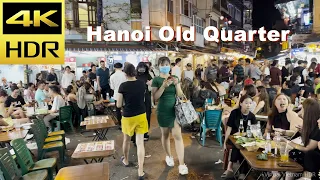 4K HDR | Night Walking Ta Hien Street in Ha Noi Old Quater | Vietnam 2023 - Binaural Sounds
