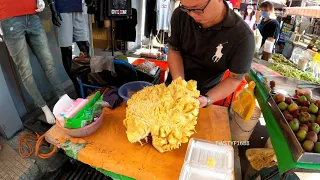 如何快速處理波羅蜜Jackfruit - 新鮮波羅蜜的切割和擺盤  Fresh Jackfruit Cutting skills | street food of Taiwan