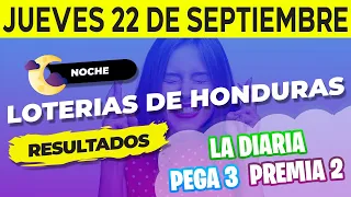 Sorteo 9PM Loto Honduras La Diaria Pega 3 Premia 2 Jueves 22 de Septiembre del 2022 | Ganador 😱🤑💰💵