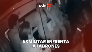 Exmilitar enfrenta a ladrones en combi y se desata balacera