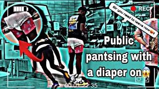 PUBLIC PANTSING WITH A DIAPER ON!! (EXTREMELY FUNNY)