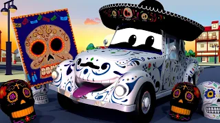 Policejní auta pro děti - Strašidelné auto (Dia de Los Muertos) Město Aut! Animáky o autech pro děti