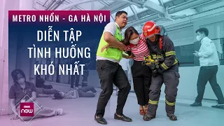 Xem màn "giải cứu" nghẹt thở trong vụ cháy giả định trên tuyến tàu metro Nhổn - ga Hà Nội | VTC Now