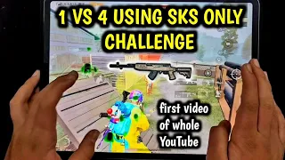 1 VS 4 USING SKS ONLY CHALLENGE | IPAD PRO 6 FINGERS CLAW HANDCAM | PUBG MOBILE