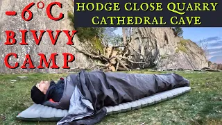 FREEZING BIVVY CAMP - Cathedral Cave + Hodge Close Quarry Lake District UK - SOLO CAMPING
