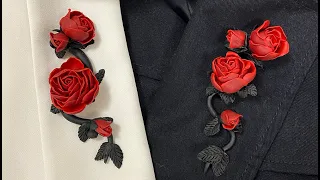 بروش ورد بالصلصال الحراري - polymer clay rose Brooch