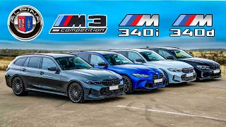 Alpina B3 vs BMW M3 vs M340i vs M340d: ARRANCONES Touring