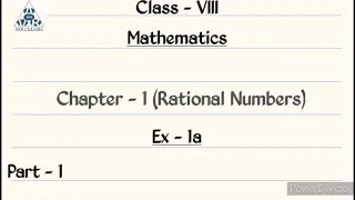 Chapter 1 Rational Numbers Exercise 1a (Q1 to Q7) Class 8 Maths