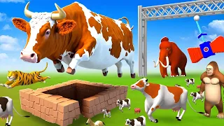 Crazy Cow Parkour Game - Magical Door Impossible Parkour | Tiger Horse Pig Sheep Farm Animals Games