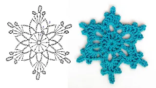Сrochet snowflakes tutorial Снежинка всего 3 ряда крючком.