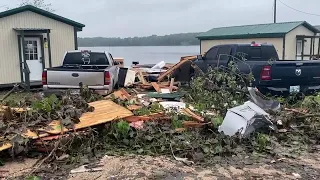 WebXtra: Residents, volunteers gather to begin cleaning storm damage in Lake Palestine area