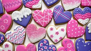 HEART COOKIES | Satisfying Cookie Decorating of Heart Cookies with Royal Icing