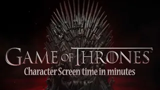 Game of Thrones Characters Screen Time by minutes