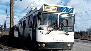 Поездка на троллейбусе ЗиУ-682Г-016.03 №43 (бывш. 6335) по маршруту 1 г. Великий Новгород