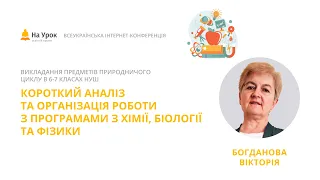 Вікторія Богданова. Короткий аналіз та організація роботи з програмами з хімії, біології та фізики