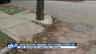 Girl shocked by power line