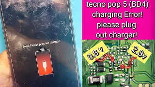Tecno Pop 5 (BD4) Charging Error! Please Plug Out Charger! // All tecno infinix cherging error way🔥🔥