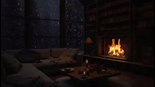 Ambiance outside a winter cabin window | Fireplace sounds can help you fall asleep ASMR