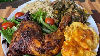 Healthy SOUL FOOD! HOT HONEY BAKED CHICKEN | GUMBO COLLARD GREENS| MAC N' CHEESE | GREEN BEANS