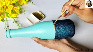 DIY| Beautiful Elegant Yet Easy Bottle Art  For Beginners| DIY Bottle Art| Bottle Craft|