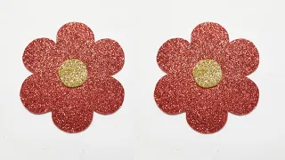 Glitter Foam Sheet Flower Making | Glitter Sheet Flower Simple | Glitter Foam Sheet Craft Idea