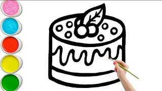 Birthday cake drawing | easy cake drawing | step by step cake drawing | let's draw cake | paintings