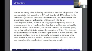 May 17th: Alegbraic Complexity Theory by Mohannad Shehata (UTSC)