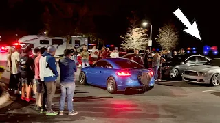 COPS BLOCK STREET RACERS IN AT THE CAR MEET!