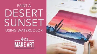 Let's Paint Desert Dusk 🌄 | Watercolor Landscape Painting Lesson by Sarah Cray of Let's Make Art