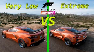 Forza Horizon 5 Graphics Comparison (PC) Extreme vs Very Low