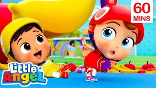 Apples and Bananas Obstacle Race | 1 Hour of Nursery Rhymes for kids - Little Angel