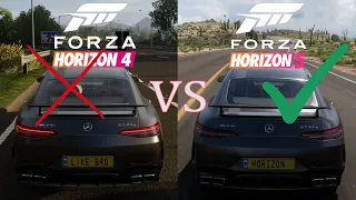 Forza Horizon 5 vs 4 gameplay and engine sounds comparison Mercedes AMG GT 63S