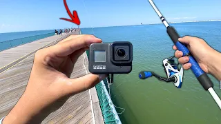 I Tossed My GoPro Under The Fishing Pier and SAW THIS!! (Underwater Footage)
