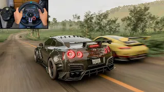 Insane Nissan GTR Nismo R35 Race Gameplay on Forza Horizon 5 with Steering Wheel.