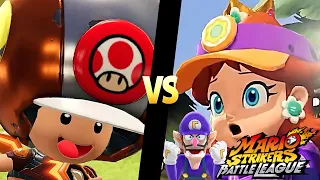 Mario Strikers Battle League Team Toad vs Team Daisy in Jungle Retreat