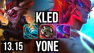 KLED vs YONE (TOP) | 8/0/6, 2.9M mastery, 1200+ games, Legendary | KR Grandmaster | 13.15